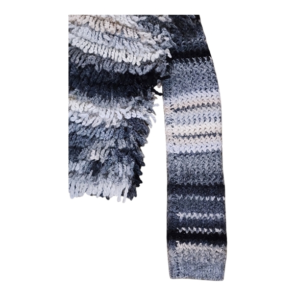 Trina Turk textured shaggy crochet knit striped cardigan in neutral tones - Picture 5 of 10